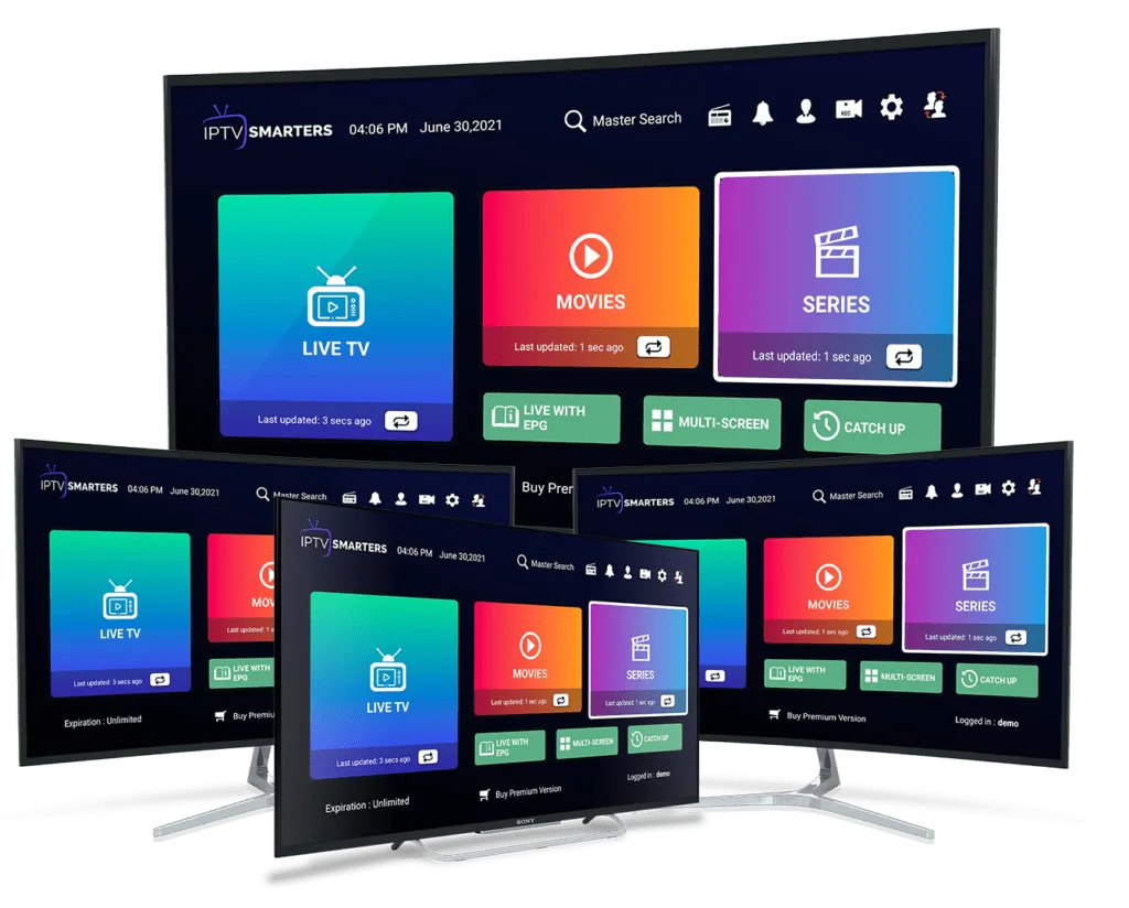 Abonnement IPTV Premium sur Smart TV, tablette et smartphone — plus de 20 000 chaînes HD et 4K disponibles