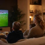 Famille belge regardant RTL-TVI et la Pro League en direct via IPTV Belgique